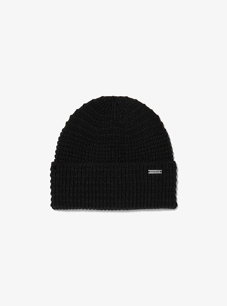 Textured Knit Beanie in BLACK | Michael Kors
