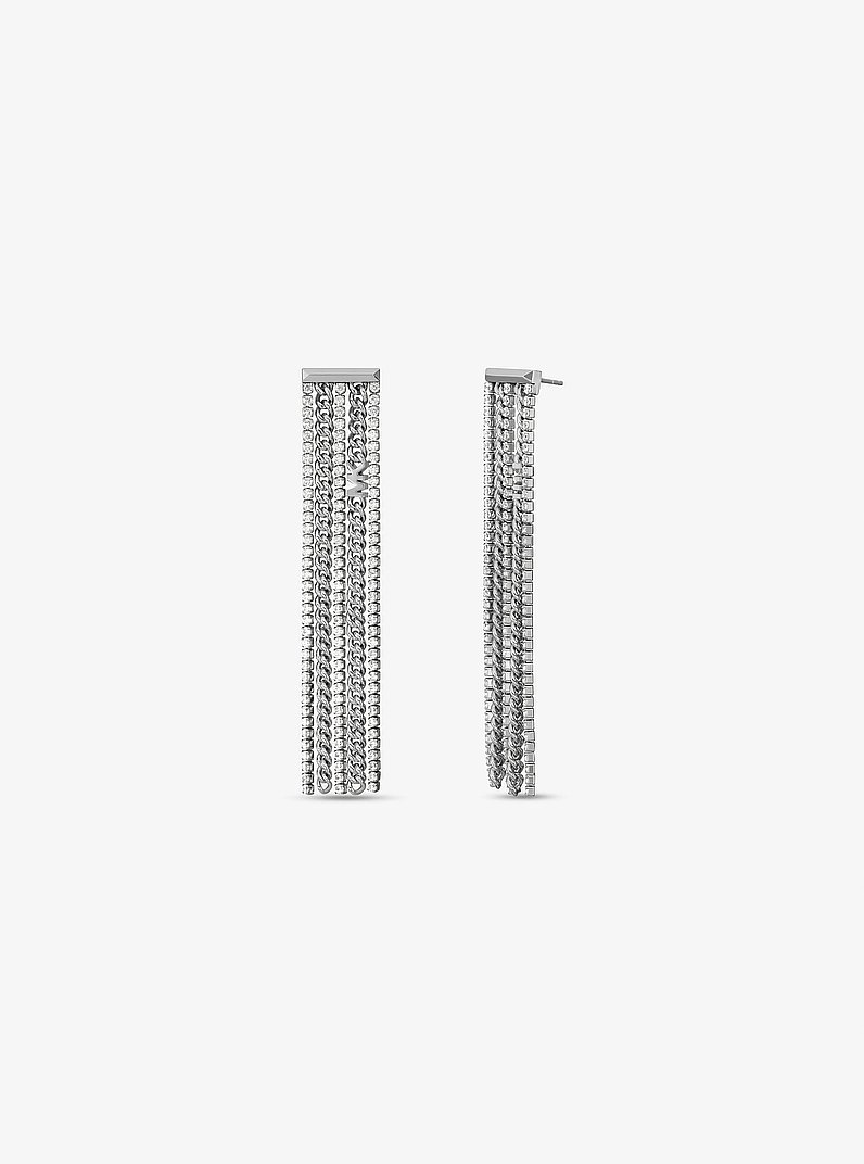 Pendant d'oreilles en laiton &agrave; placage en m&eacute;tal pr&eacute;cieux et &agrave; pav&eacute; in ARGENT | Michael Kors