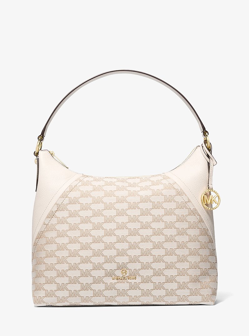 Aria Large Signature Logo Jacquard Shoulder Bag