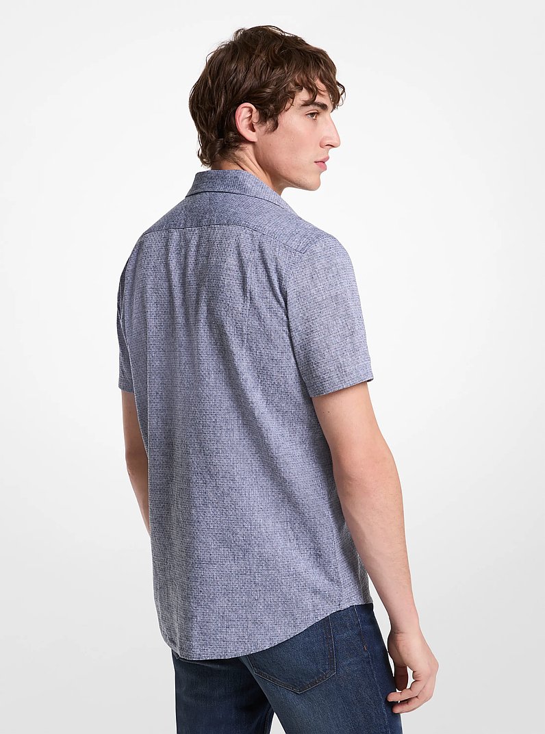 Dot Linen and Cotton Shirt in MIDNIGHT | Michael Kors