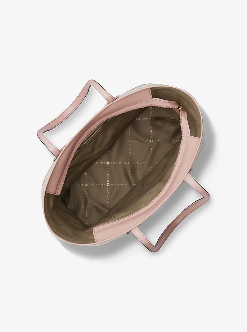Eva Large Striped Signature Logo Tote Bag in POWDER BLUSH | Michael Kors