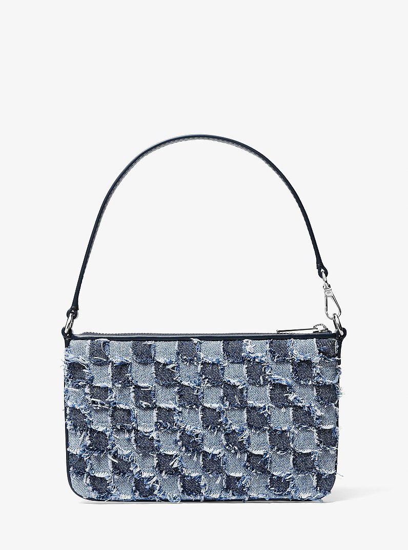 Jet Set Travel Small Patchwork Denim Convertible Wristlet in WASHED DENIM | Michael Kors
