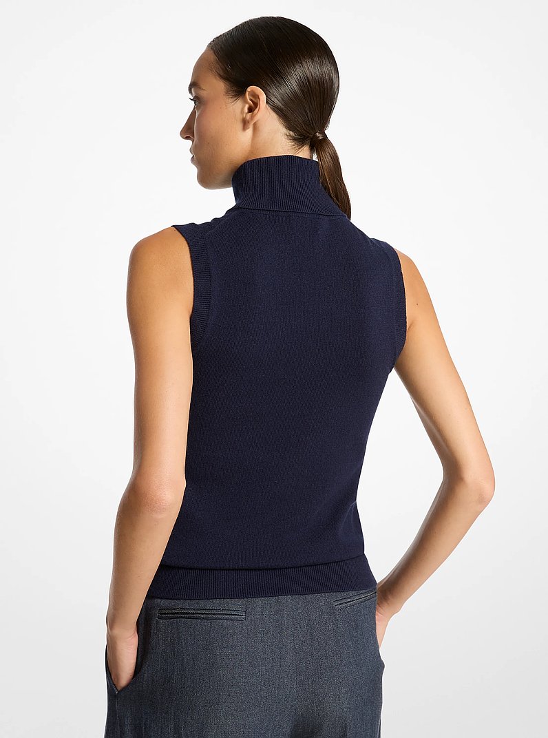 Cashmere Sleeveless Turtleneck in MARITIME | Michael Kors