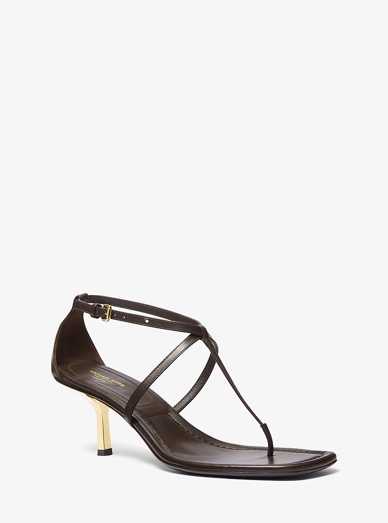 Anna Leather Sandal in CHOCOLATE | Michael Kors