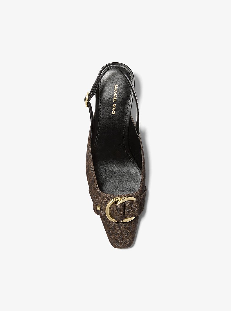 Jaden Signature Logo Slingback Pump in BLK/BROWN | Michael Kors
