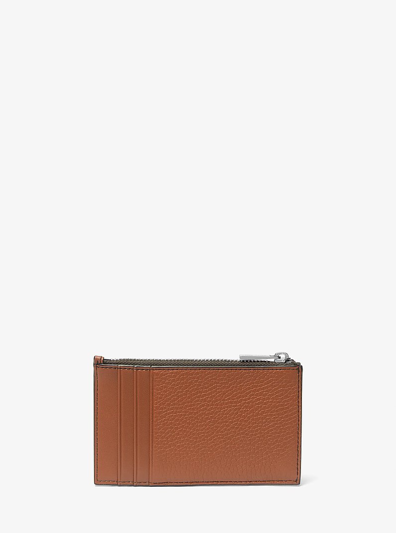 Billetera Cooper fina de cuero granulado con cremallera in LUGGAGE | Michael Kors