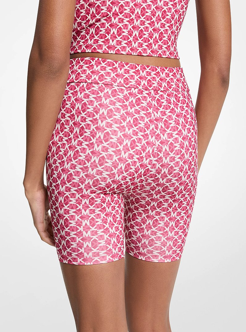 Short de cycliste en tricot extensible &agrave; imprim&eacute; &agrave; logo in FRAMBOISE FONC&Eacute;E | Michael Kors