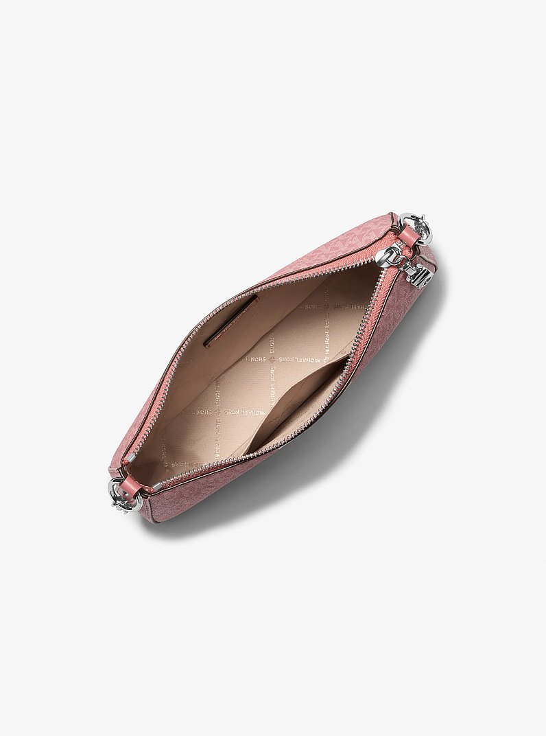 Empire Medium Striped Signature Logo Chain-Link Pochette in ROSE | Michael Kors