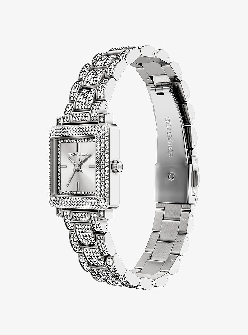 Petite Gwynn Pav&eacute; Silver-Tone Watch in SILVER | Michael Kors