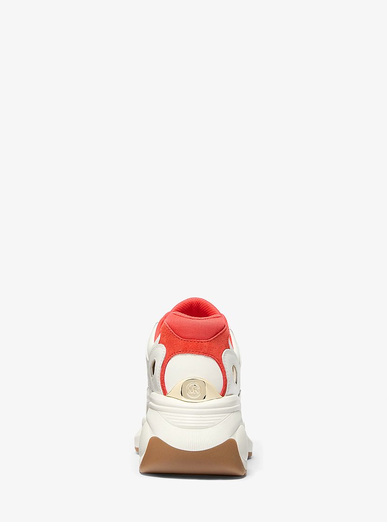 Zuma Two-Tone Leather and Suede Trainer in BURNT SIENNA | Michael Kors