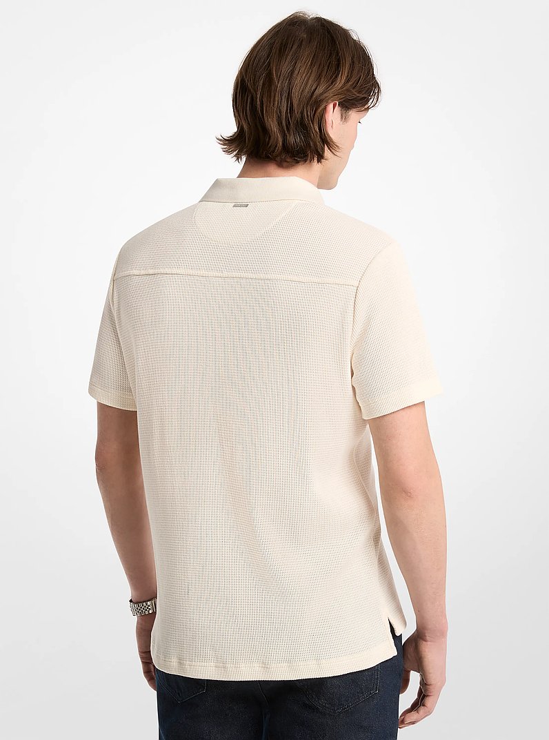 Waffle Knit Polo Shirt in LT CREAM | Michael Kors
