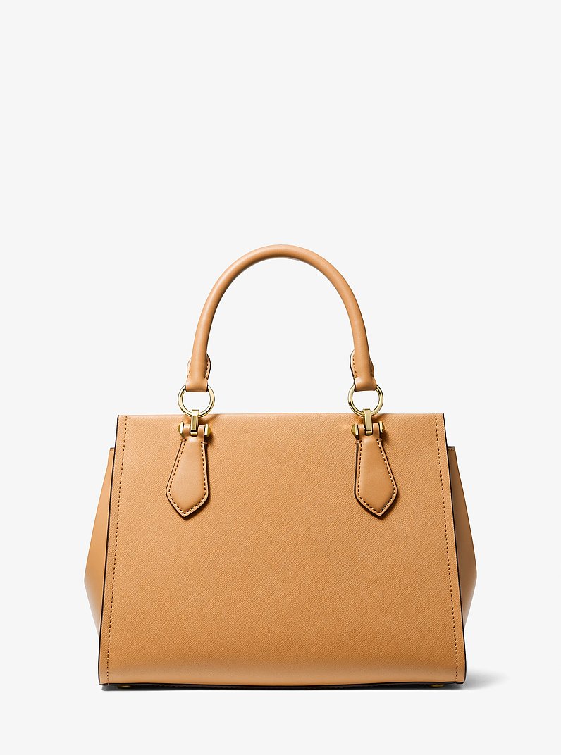 Marilyn Medium Saffiano Leather Satchel in PALE PEANUT | Michael Kors