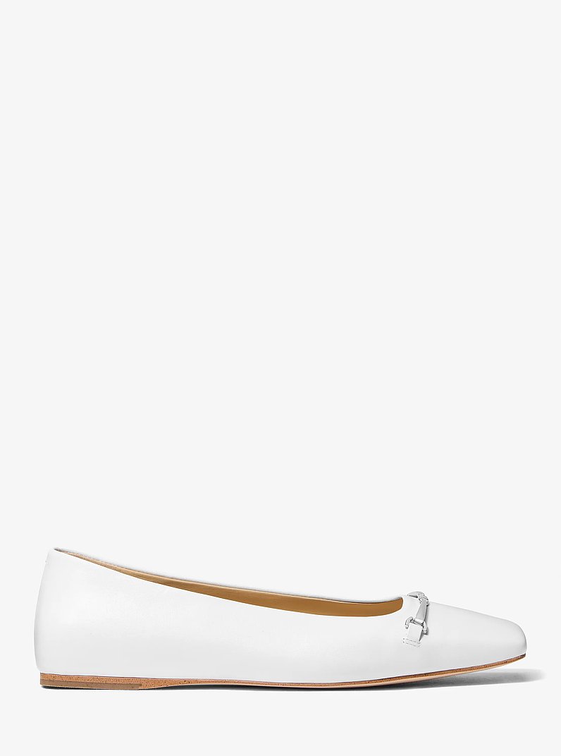 Lena Leather Ballet Flat in OPTIC WHITE | Michael Kors