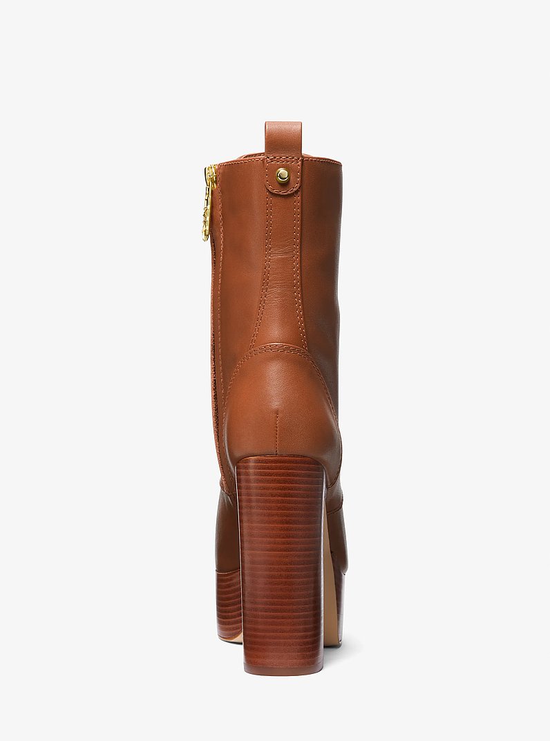 Natasha Leather Platform Boot in LUGGAGE | Michael Kors