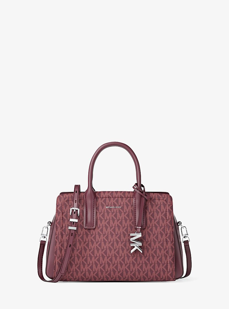 Laila Small Signature Logo Satchel in OXBLOOD | Michael Kors