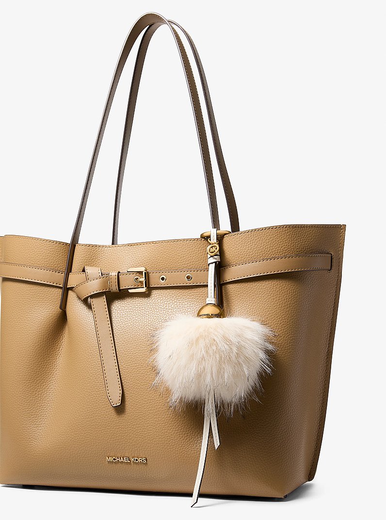 Gold-Tone Bead and Faux Fur Bag Charm in NATURAL COMBO | Michael Kors