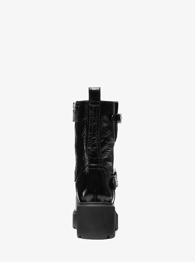 Perry Crinkled Patent Leather Boot in BLACK | Michael Kors