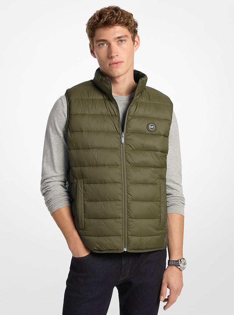 Abbou Signature Logo Reversible Vest in OLIVA | Michael Kors