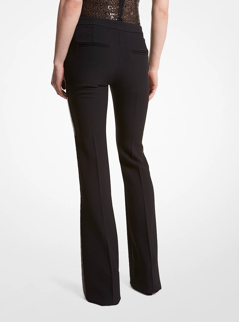 Haylee Hand-Embellished Sequin Double Crepe Sabl&eacute; Trousers in BLACK | Michael Kors