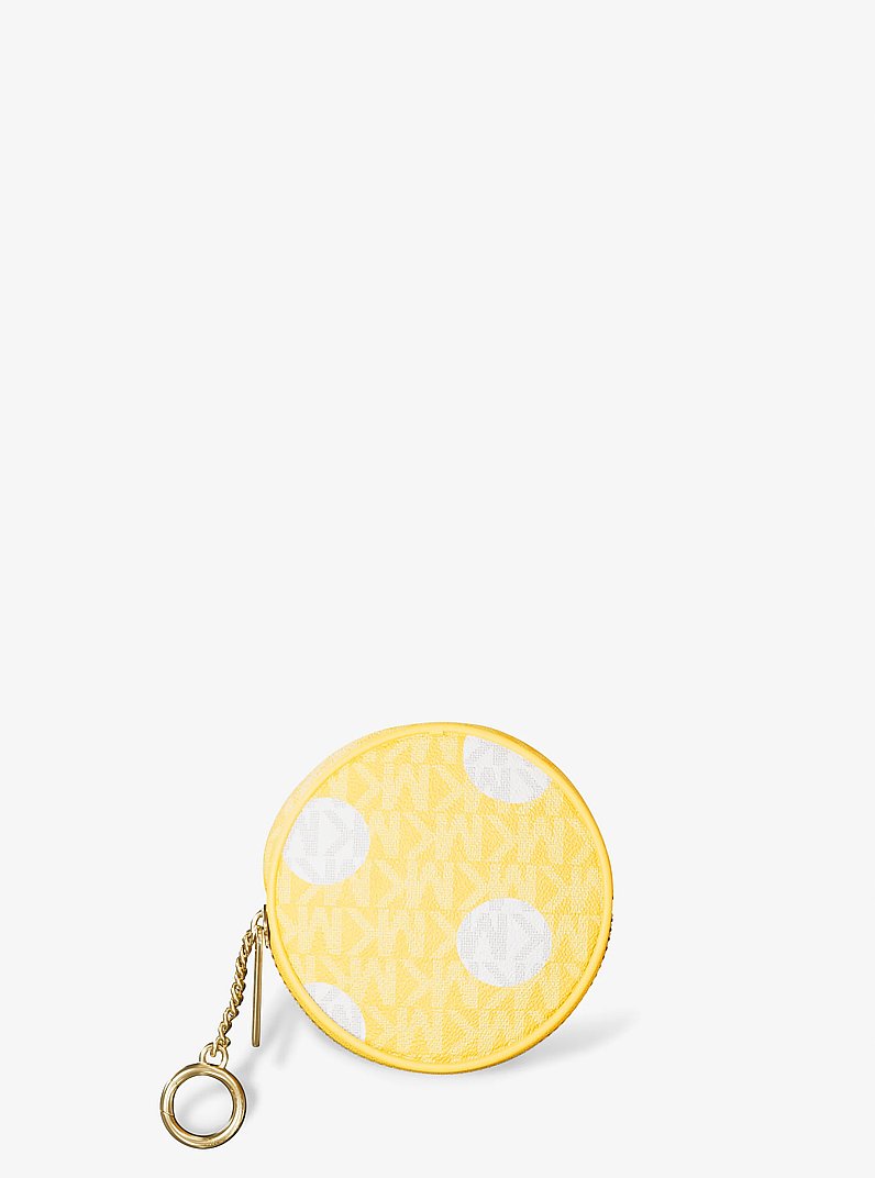 Jet Set Small Polka Dot Signature Logo Coin Pouch in DAISY YELLOW | Michael Kors