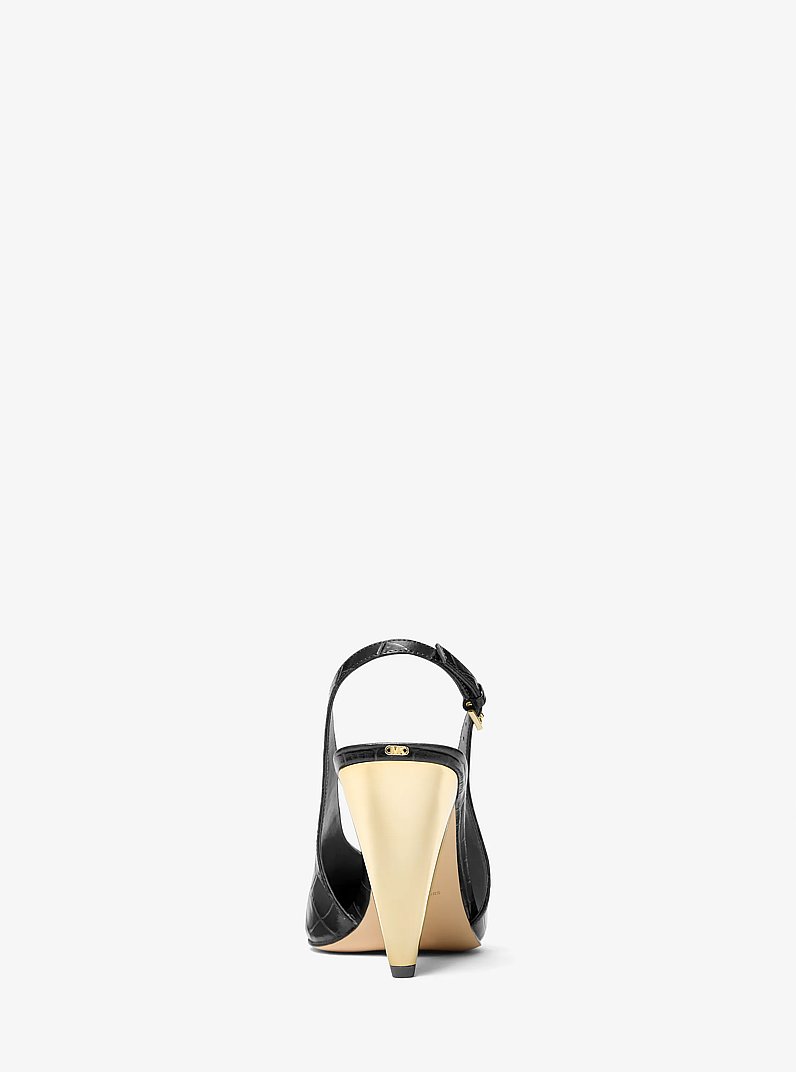 D&eacute;collet&eacute; Electra slingback in pelle stampa coccodrillo in NERO | Michael Kors