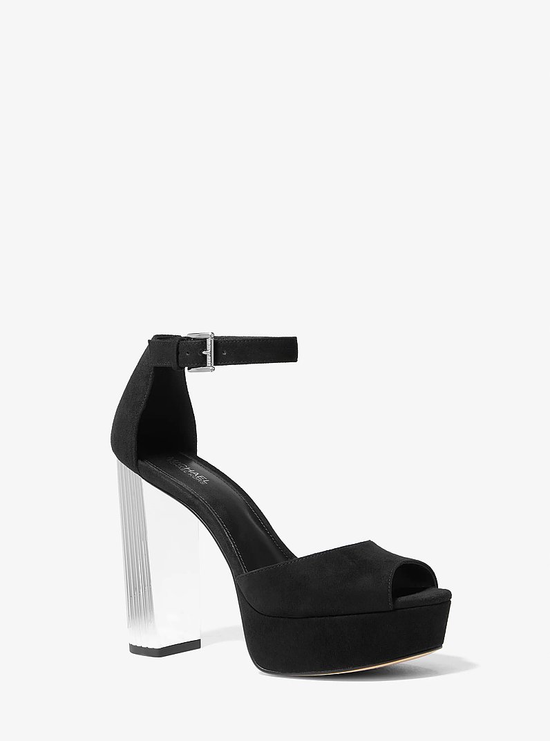 Porter Suede Platform Peep-Toe Pump in BLACK | Michael Kors
