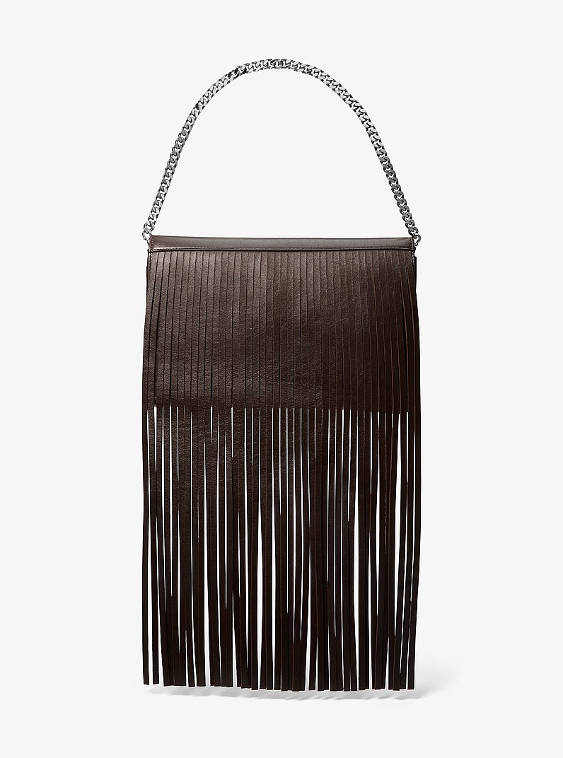 Ali Fringed Leather Clutch in CHOCOLATE | Michael Kors