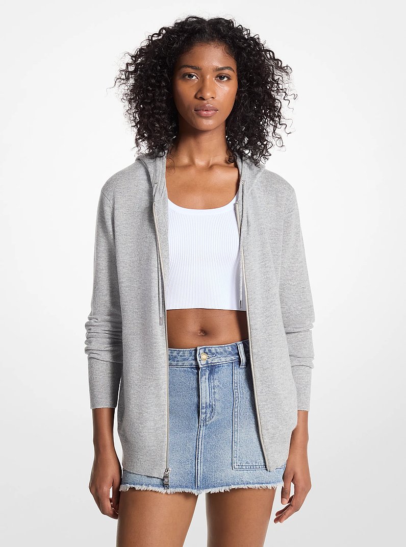 Hoodie zipp&eacute; en laine et en cachemire in GRIS CHIN&Eacute; | Michael Kors