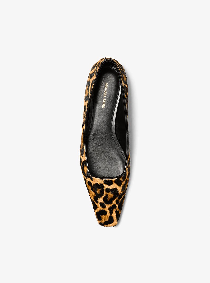 Darrah Leopard Print Calf Hair Ballet Flat in MARIGOLD | Michael Kors