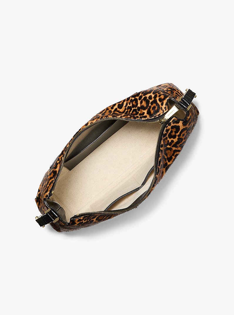 Nolita Medium Leopard Print Calf Hair Shoulder Bag in MARIGOLD | Michael Kors