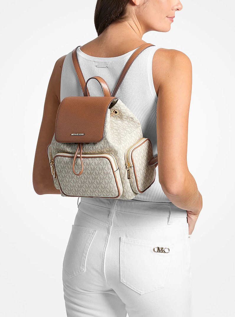 Merritt Small Signature Logo Cargo Backpack in VANILLA | Michael Kors