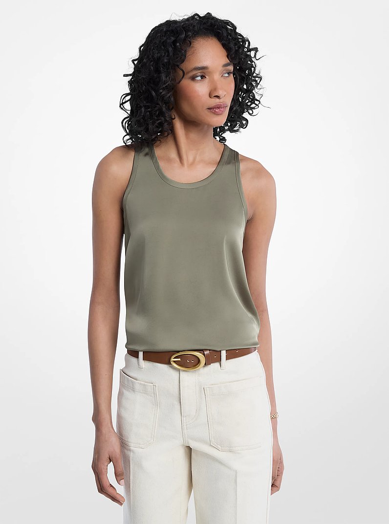Satin Tank Top in SAFARI GREEN | Michael Kors