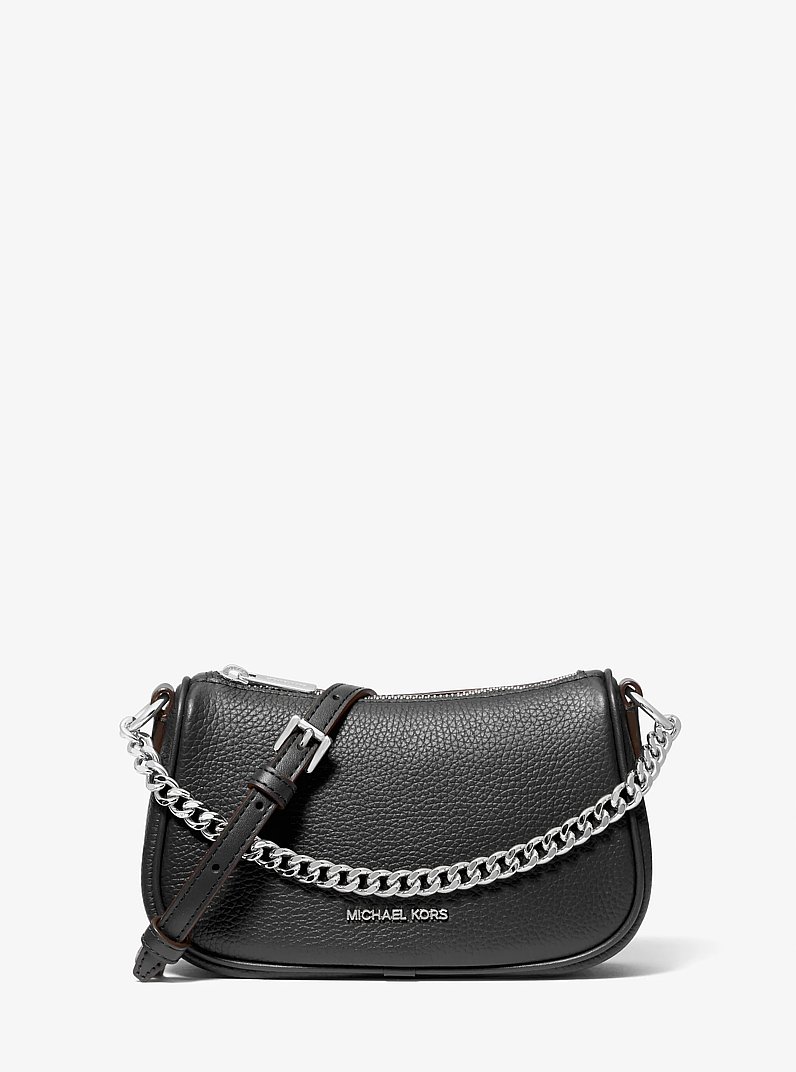 Carmela Small Pebbled Leather Crossbody Bag in BLACK | Michael Kors