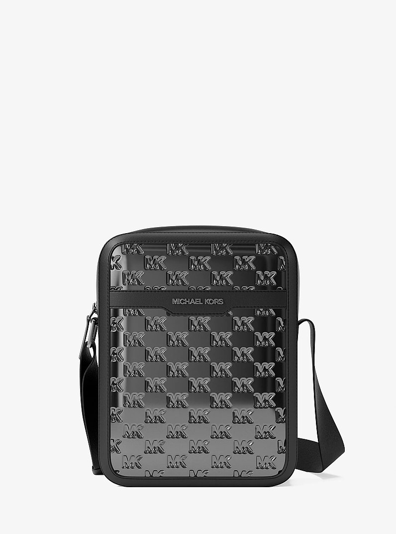 Cooper Metallic Logo Debossed Flight Bag in BLACK - Sale | Michael