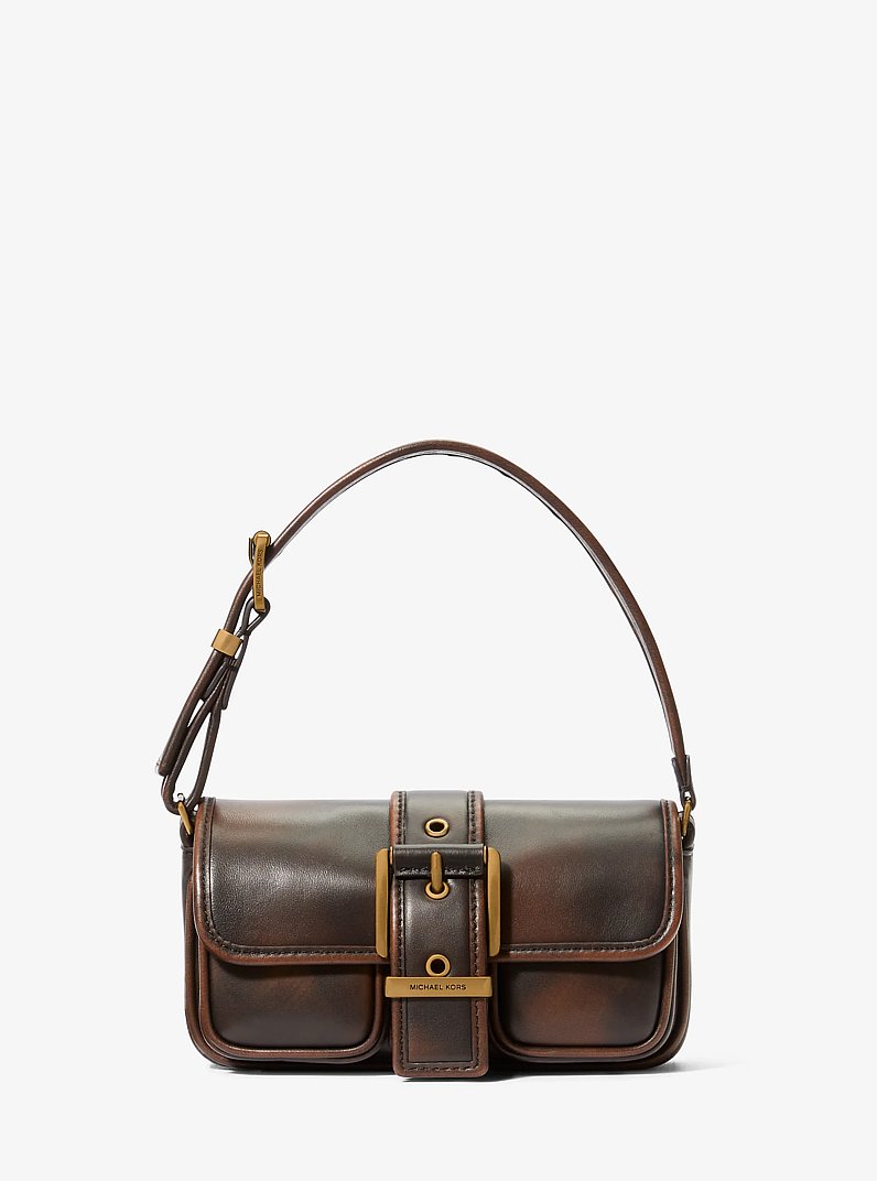 Colby Extra-Small Burnished Leather Shoulder Bag in CHOCOLATE | Michael Kors