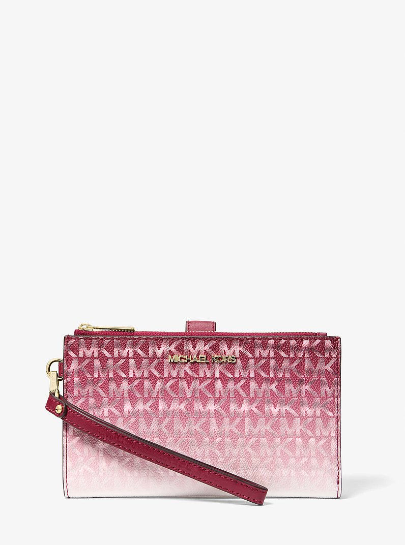 Jet Set Large Ombr&eacute; Signature Logo Wristlet in CHERRY | Michael Kors