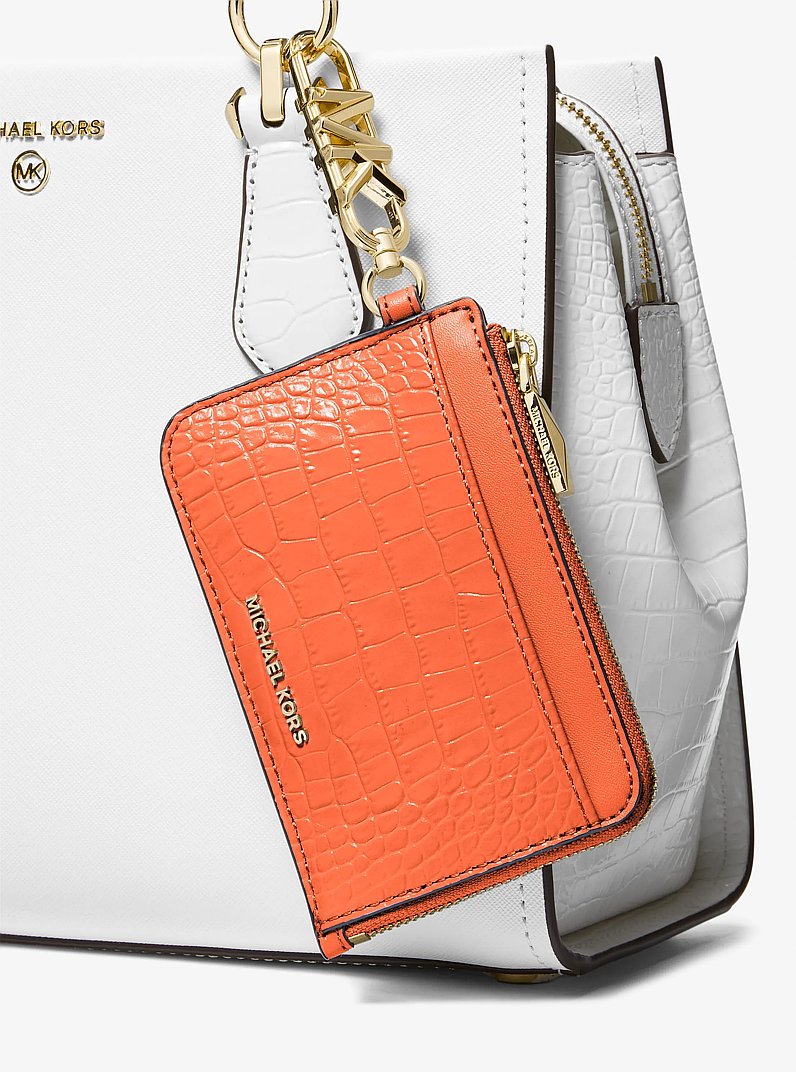 Tarjetero de piel con motivo de cocodrilo en relieve in NARANJA INTENSO | Michael Kors