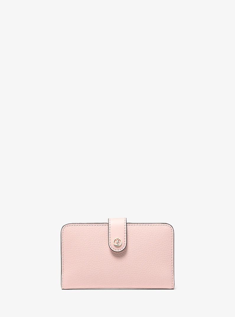 Jet Set Travel Medium Pebbled Leather Billfold Wallet in POWDER