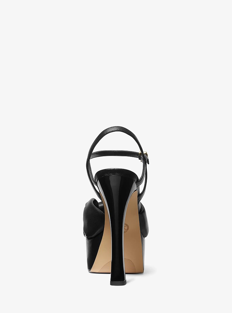 Elena Leather Platform Sandal in BLACK | Michael Kors