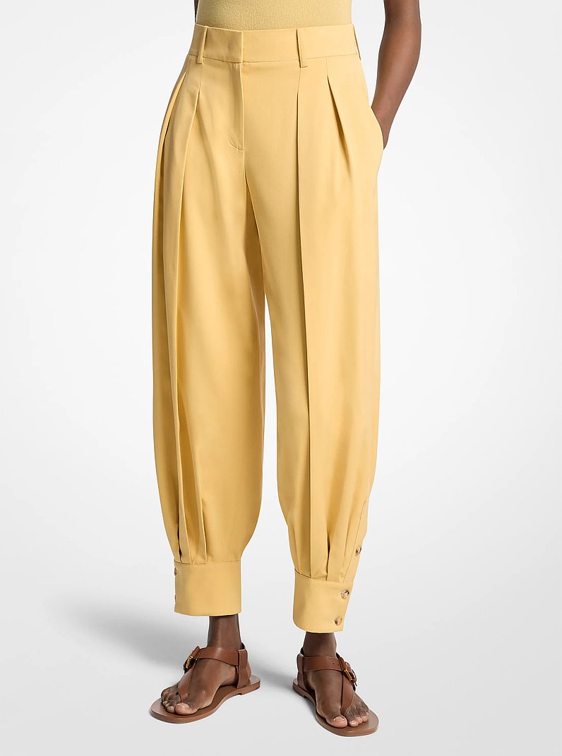 Pantal&oacute;n carrot con dobladillo de gabardina de seda in DORADO TOSTADO | Michael Kors