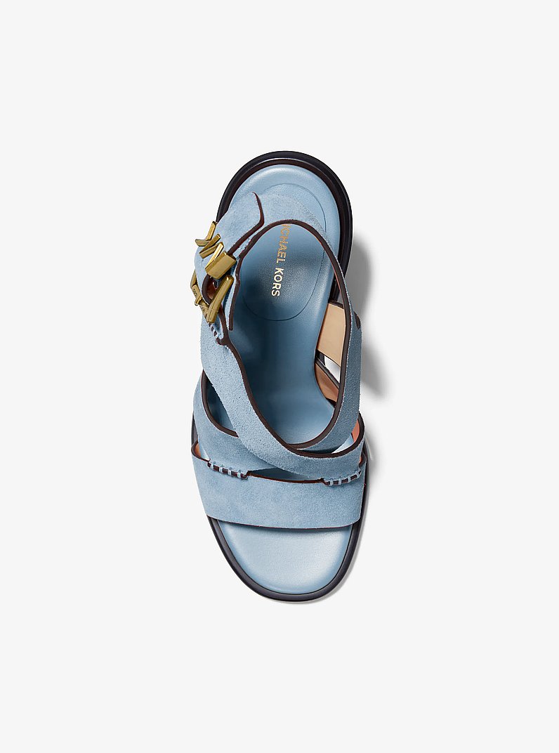 Raven Suede Block Heel Sandal in CHAMBRAY | Michael Kors