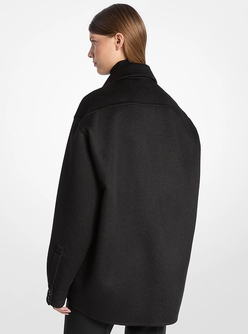 Wool Shirt Jacket in BLACK | Michael Kors