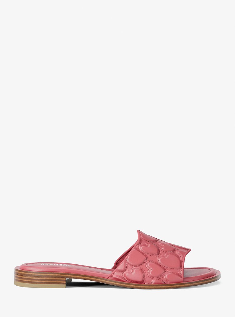 Hannah Heart Embroidered Slide Sandal in HIBISCUS | Michael Kors