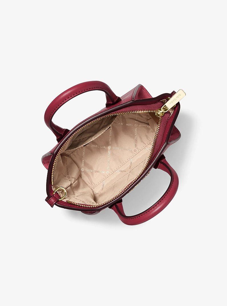 Avril Extra-Small Leather and Suede Satchel in CHERRY | Michael Kors