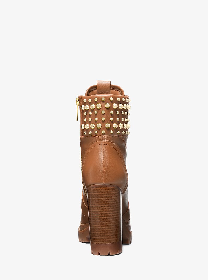 Yvonne Studded Leather Boot in LUGGAGE | Michael Kors