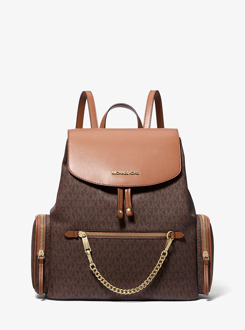 Jet Set Large Logo Backpack in BROWN | Michael Kors