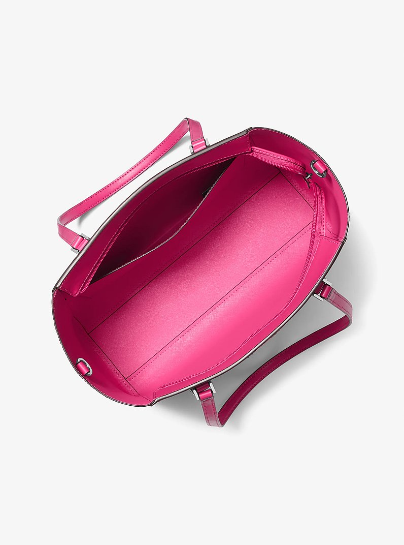 Charlotte Large Leather and Signature Logo 3-in-1 Tote Bag in DRAGONFRUIT | Michael Kors