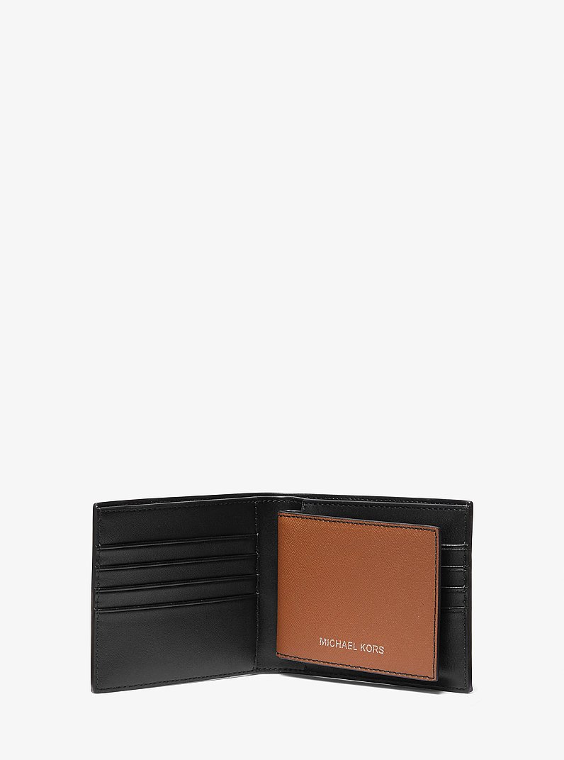 Varick Saffiano Leather Billfold Wallet With Passcase in LUGGAGE | Michael Kors