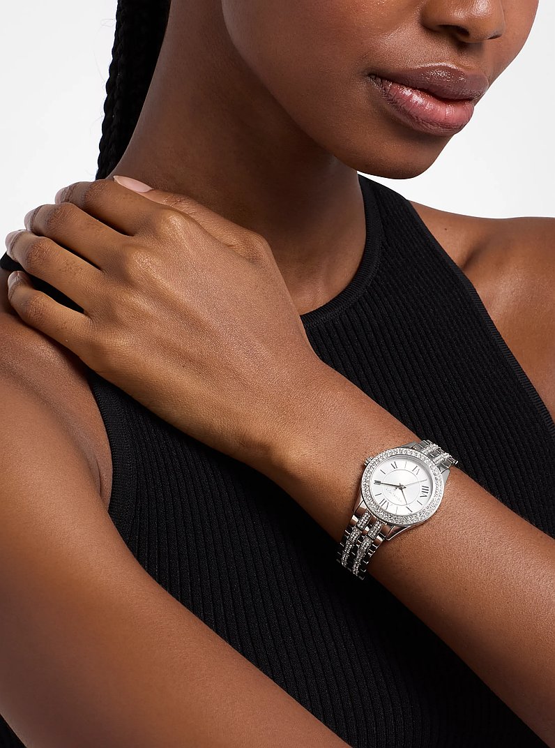 Orologio Harlowe tonalit&agrave; argento con pav&eacute; in ARGENTO | Michael Kors