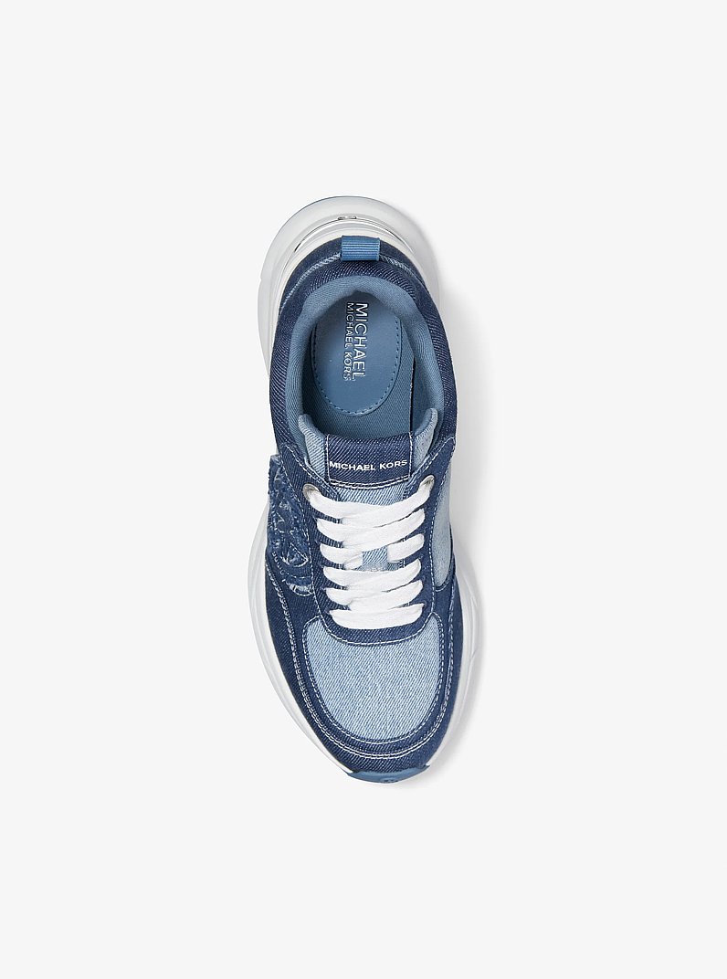 Katrina Frayed Denim Trainer in MEDIUM BLUE WASH | Michael Kors